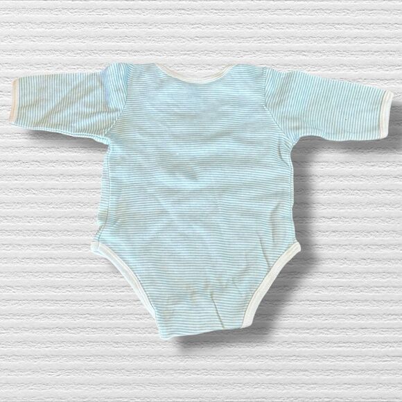 Bodysuit With Baby Boy Embroidery Blue Striped 0/3 Cotton - Picture 3 of 5